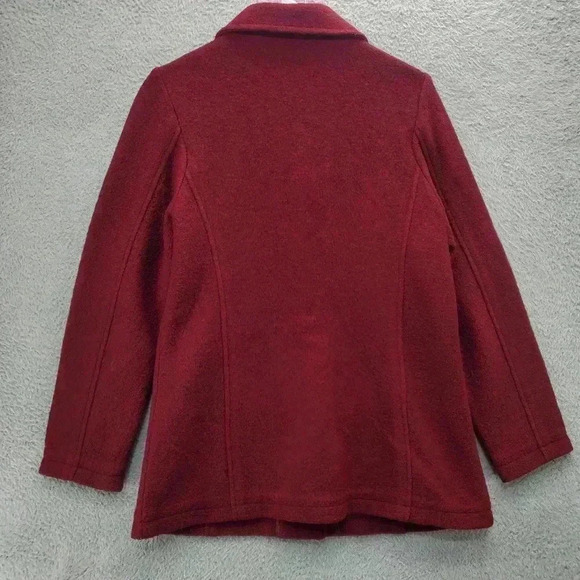 LL Bean Jacket Womens Medium Bellandi Boiled Wool Made In Italy Red Burgundy - Picture 7 of 10